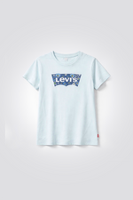 טישירט לנשים בצבע כחול עם לוגו | ליווייס 