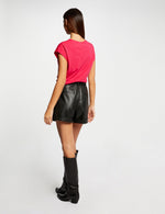 טישירט הדפס קצרה בצבע ורוד - MASHBIR//365