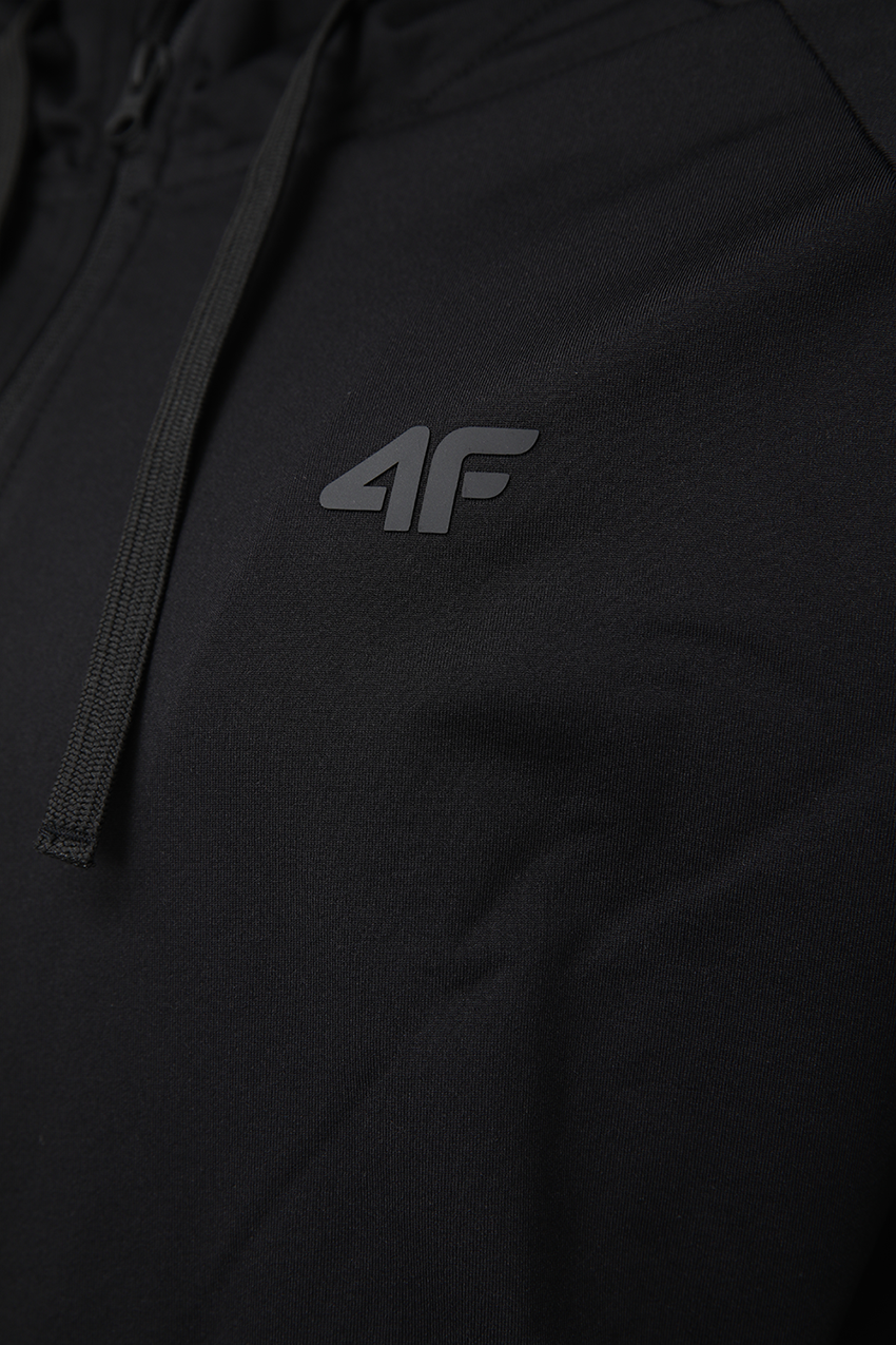 סווטשירט קפוצ'ון DRY עם רוכסן בצבע שחור