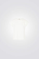 טישירט עיטור רקמת פרח מנצנץ בצבע לבן