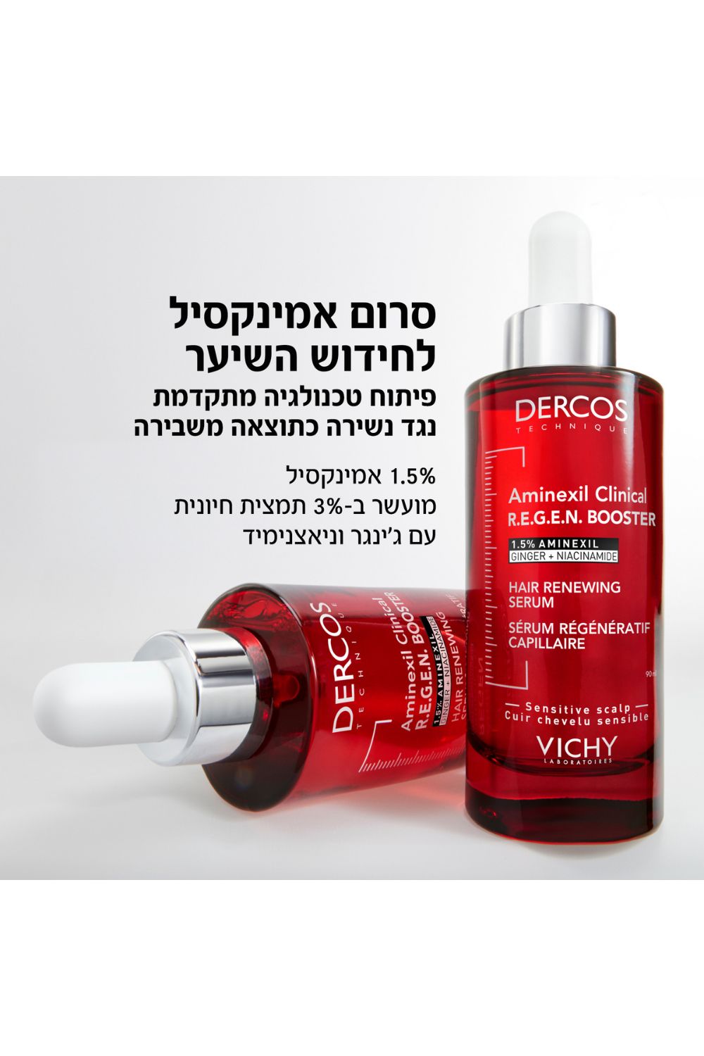 סרום לשיער 90 מ"ל .Dercos aminexil R.E.G.E.N לחידוש השיער | וישי 