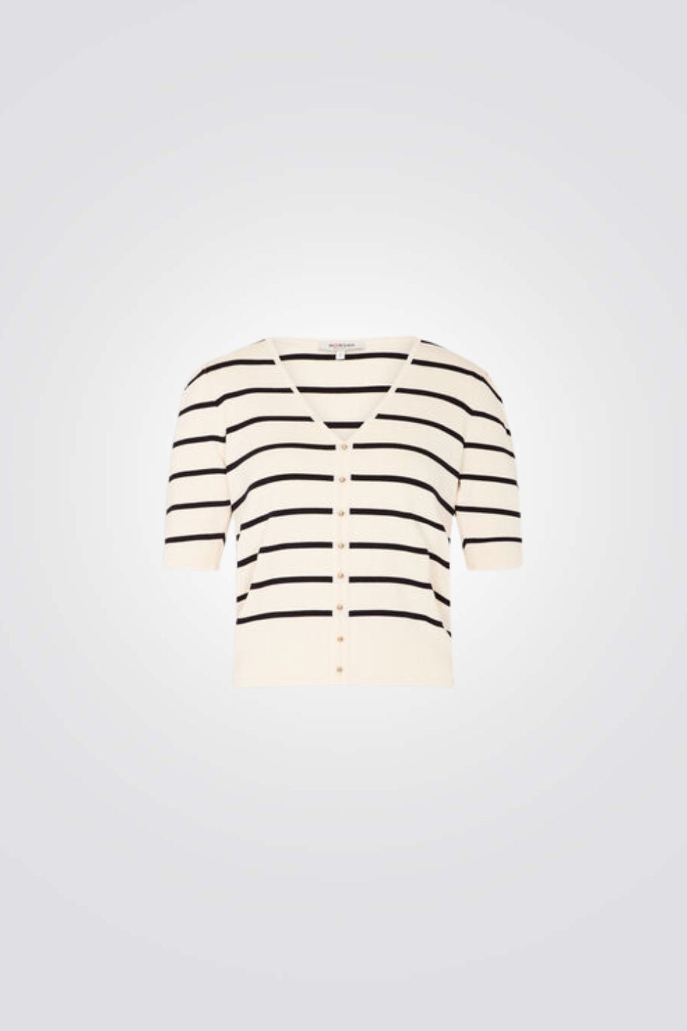 סריג שרוולים קצרים הדפס פסים