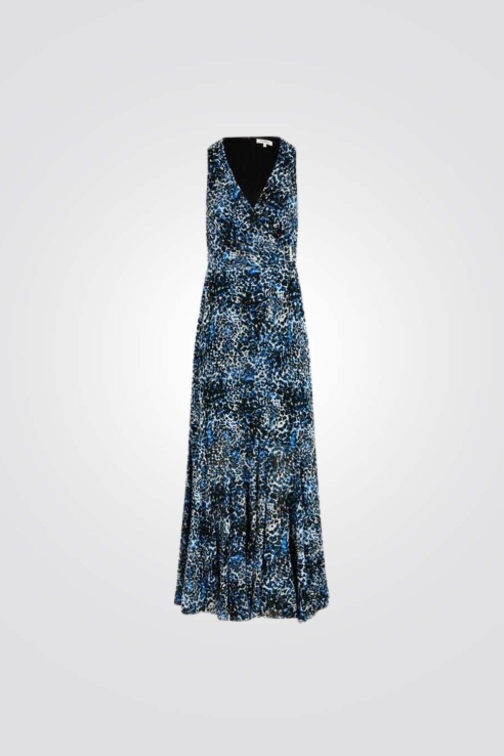 שמלת מקסי הדפס מנומר בצבע כחול