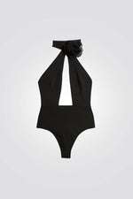 בגד גוף עם פתח עמוק המעוטר בפרח | איתם