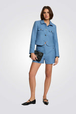 ג'קט במראה טוויד בצבע כחול בהיר