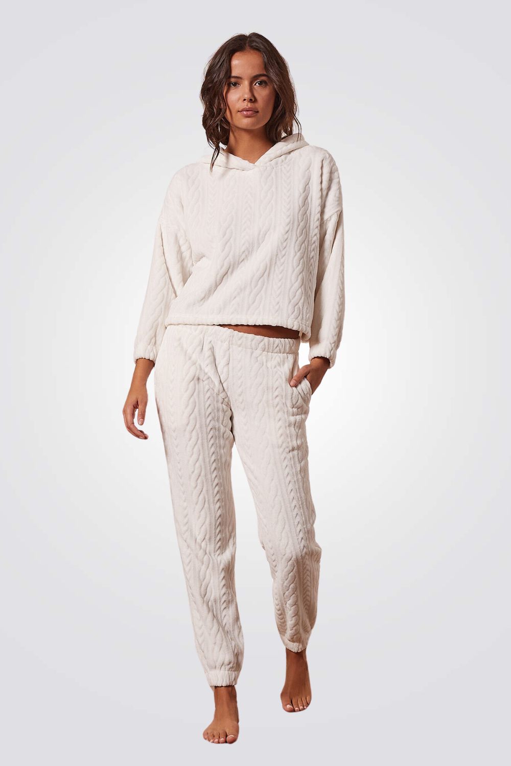 מכנסי פיג'מה צמות CLORIE בצבע אופוויט