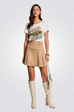 טישירט הדפס ANIMAL בחזית בצבע לבן