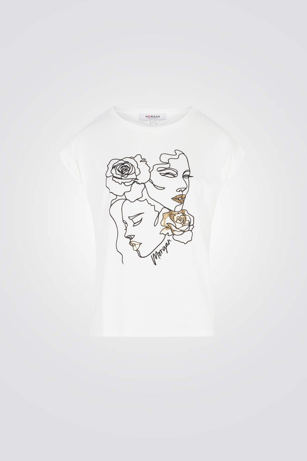 טישירט בצבע לבן הדפס בחזית