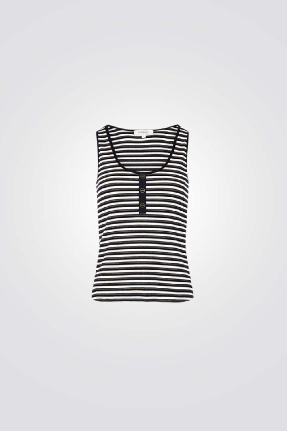 גופיה הדפס פסים בצבע נייבי/לבן