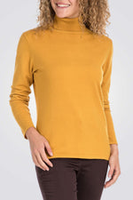 חולצת בייסיק ג'רסי צווארון גולף בצבע חרדל