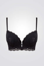 חזיית פוש אפ תחרה בצבע שחור