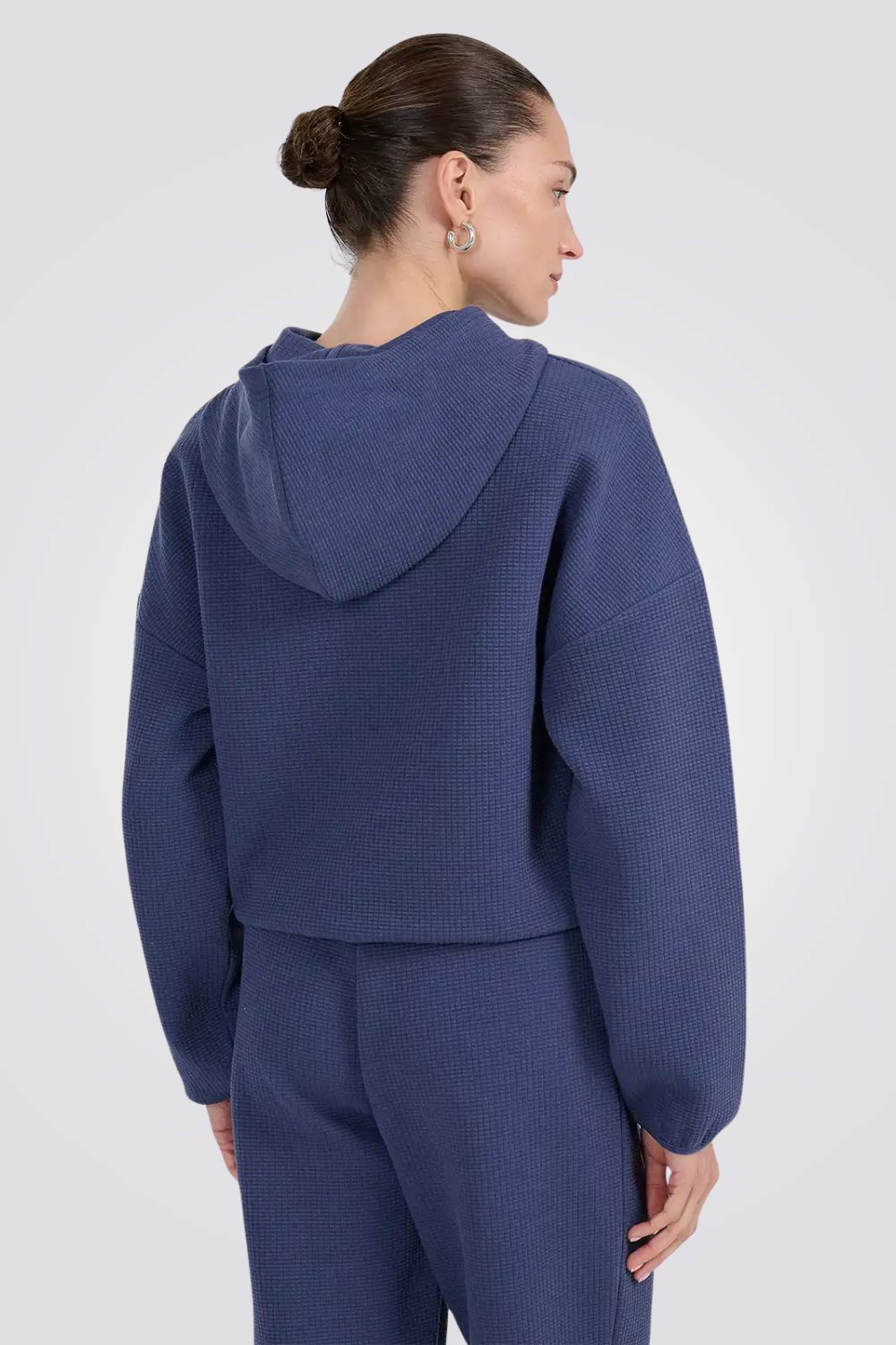 סווטשירט בטקסטורת וואפל ומכפלת מתכווננת לנשים| 4F