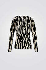 חולצה כתפיים מרופדות הדפס אבסטרקטי 