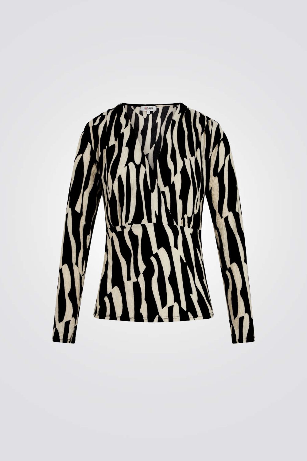 חולצה כתפיים מרופדות הדפס אבסטרקטי 