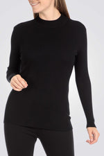 סריג ג'רסי ריב צווארון גבוה בצבע שחור