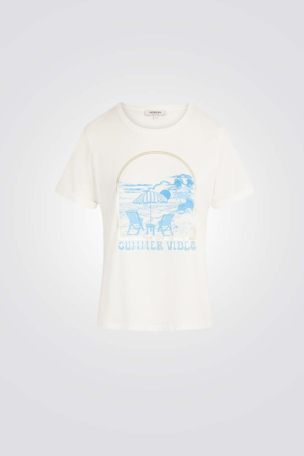 טישירט בצבע לבן הדפס SUMMER VIBES