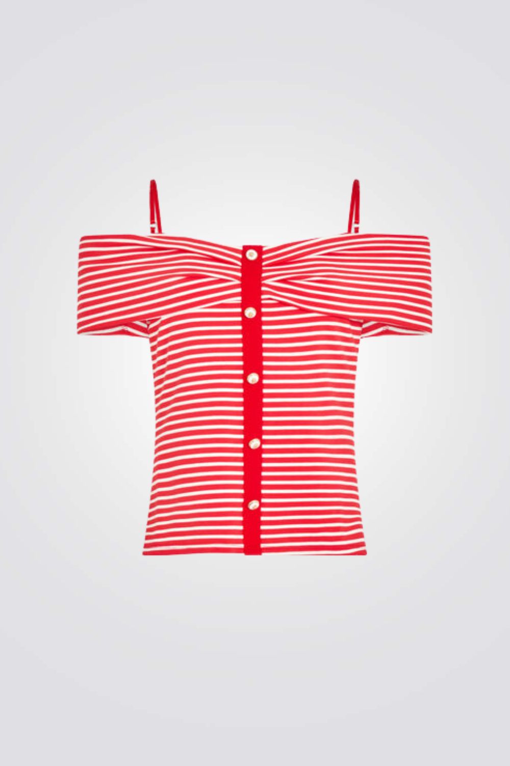 טופ אוף שולדרס הדפס פסים בצבע אדום/לבן