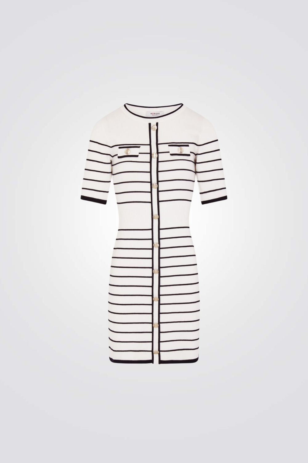 שמלת סריג קצרה הדפס פסים