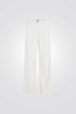 מכנסי ג'ינס Wide Leg גזרה גבוהה בצבע לבן