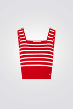 גופיית סריג הדפס פסים בצבע אדום/לבן