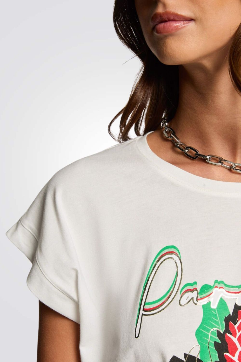 טישירט בצבע לבן הדפס Paradise