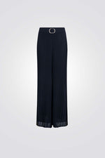 מכנס פליסה רחב בצבע נייבי