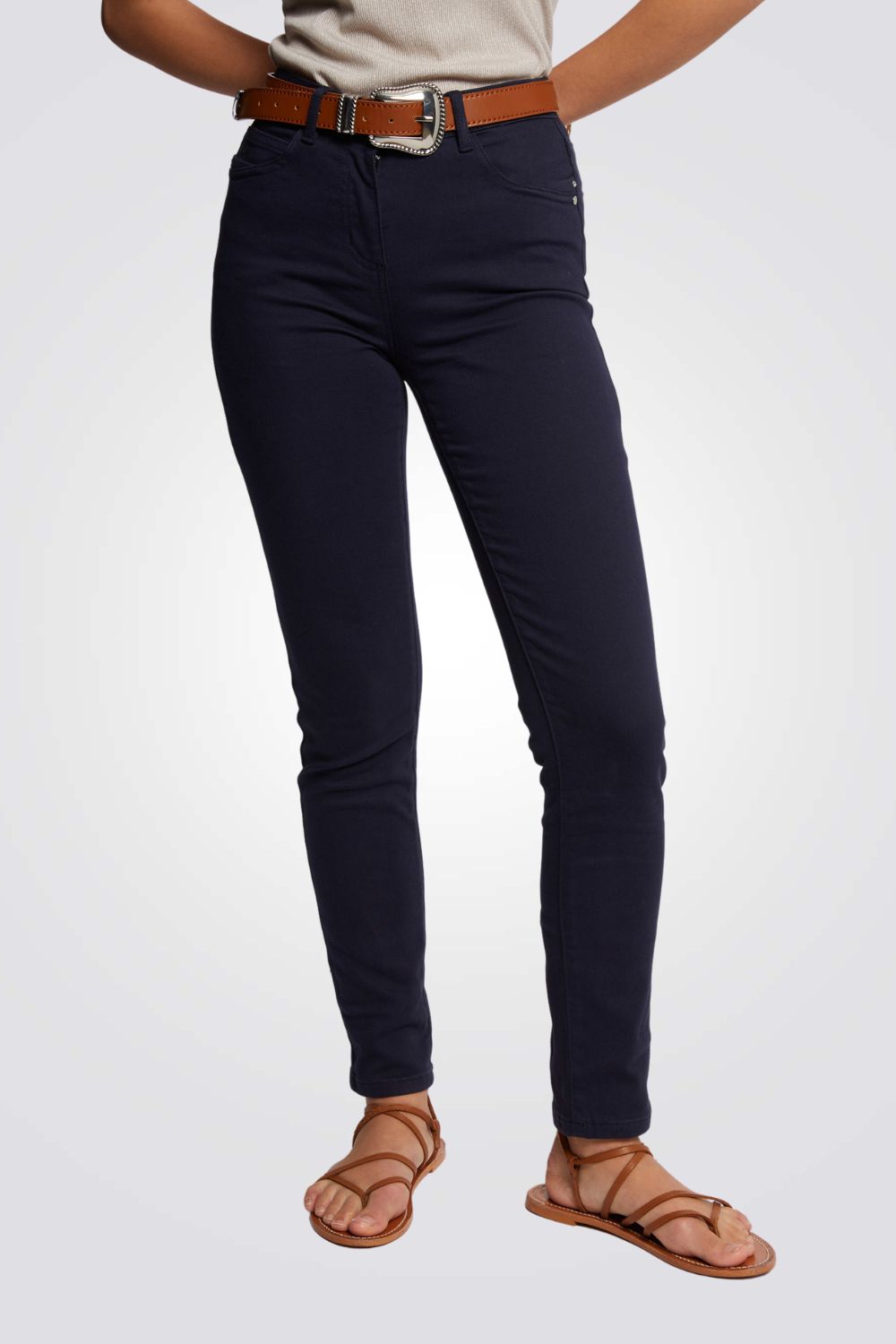 מכנסיים ארוכים סקיני בצבע נייבי