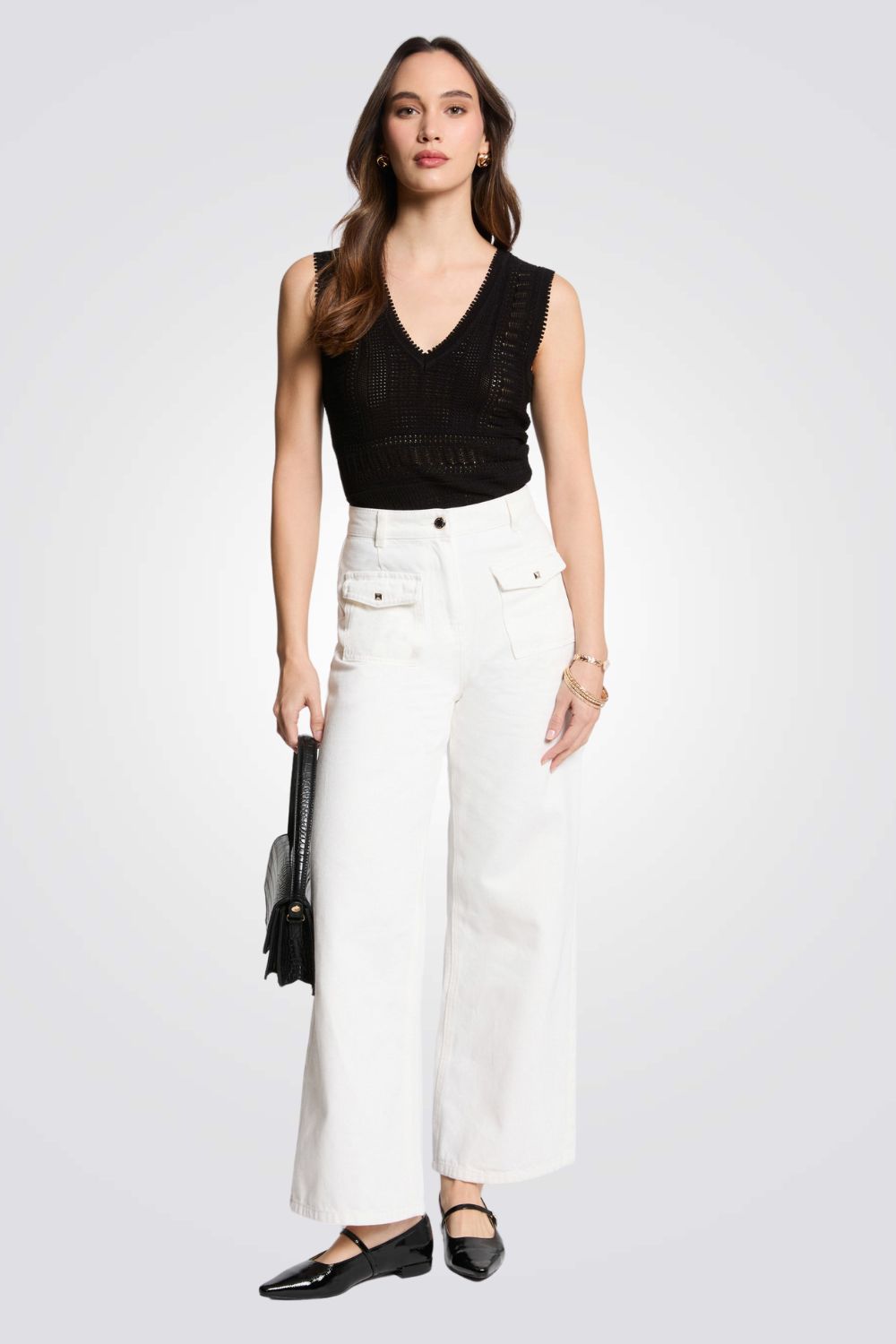 טופ סריג קרושה בצבע שחור