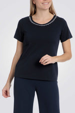 טישירט עיטור שרשרת בצבע נייבי