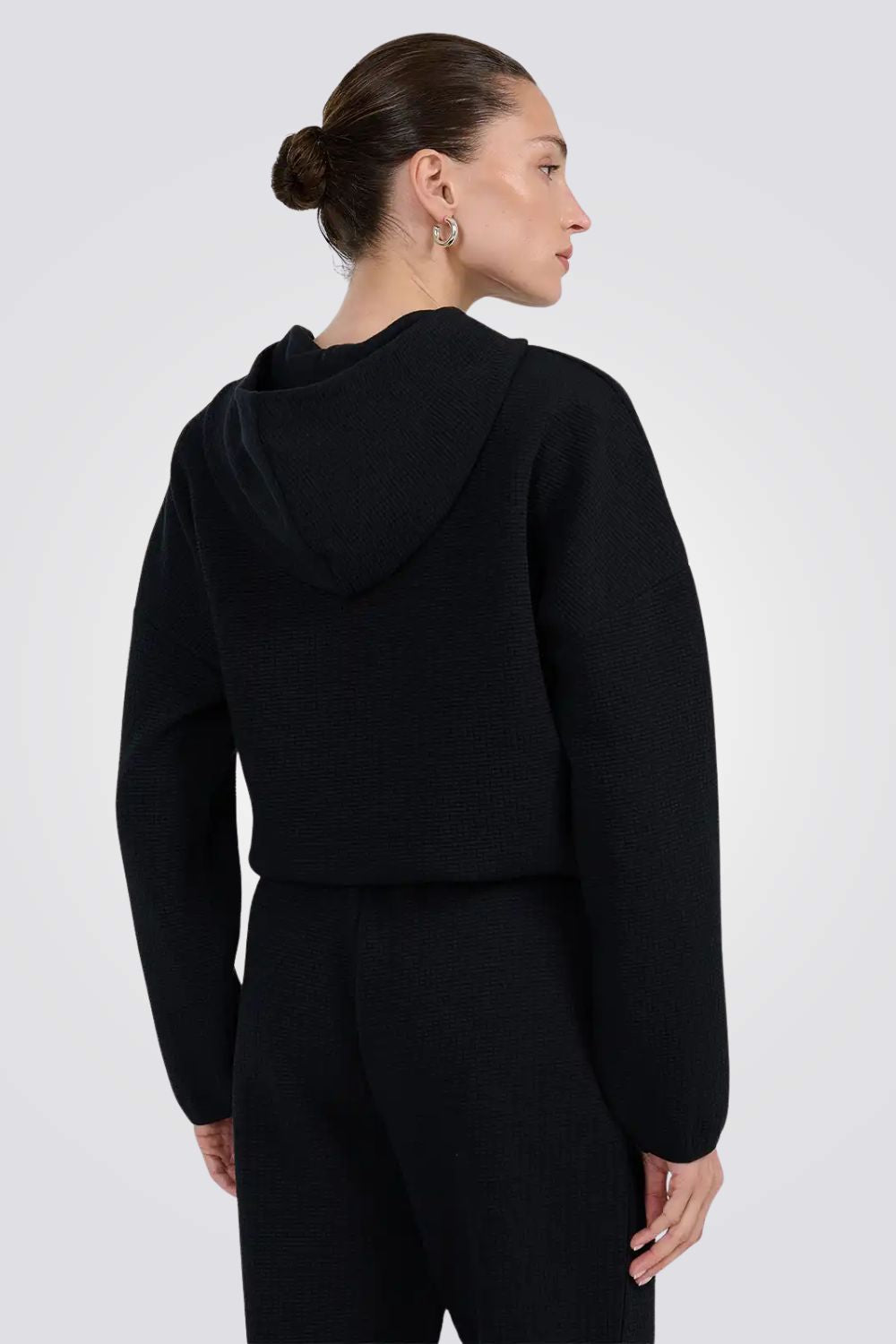 סווטשירט בטקסטורת וואפל ומכפלת מתכווננת לנשים| 4F