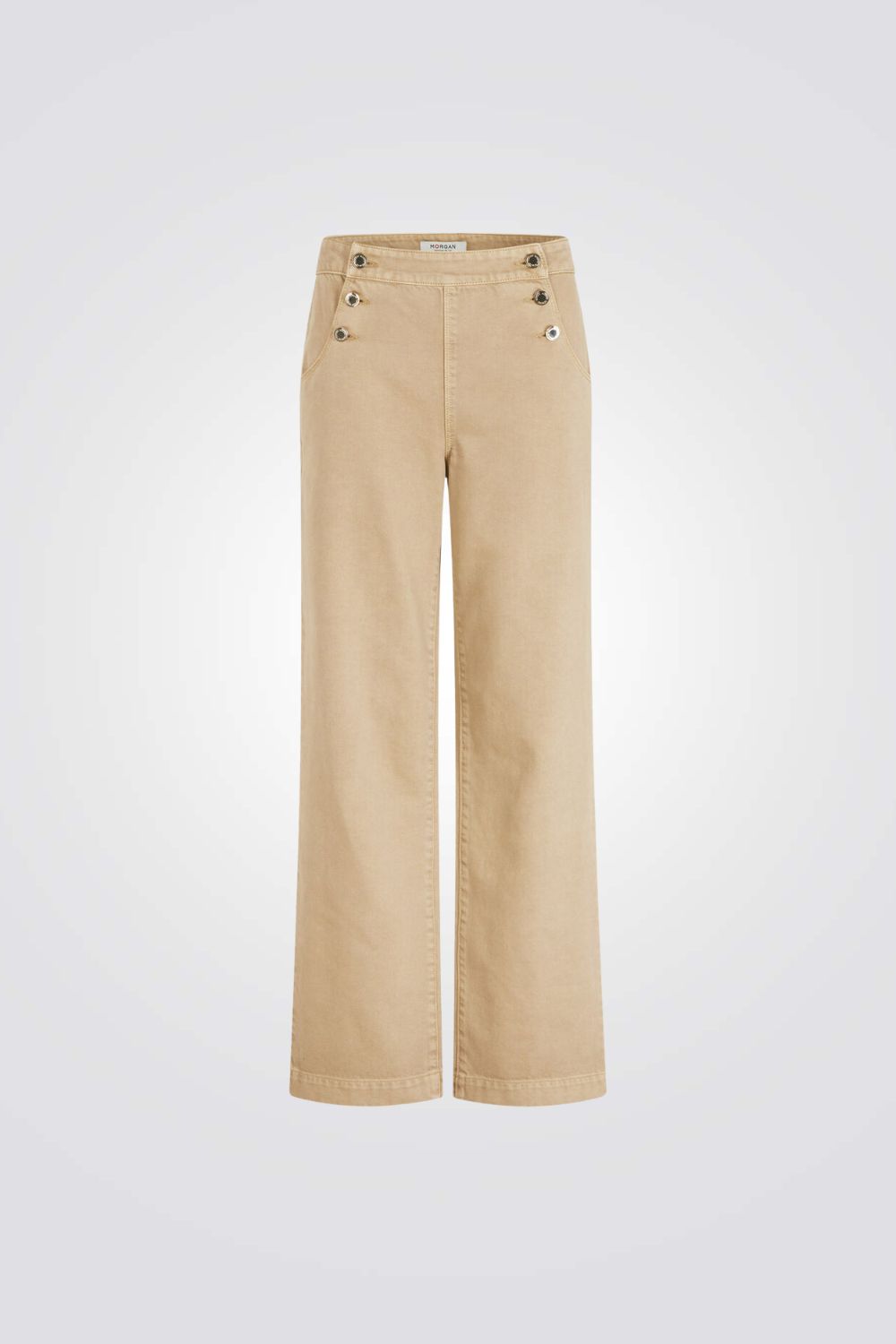 מכנס Wide Leg גזרה נמוכה בצבע בז'