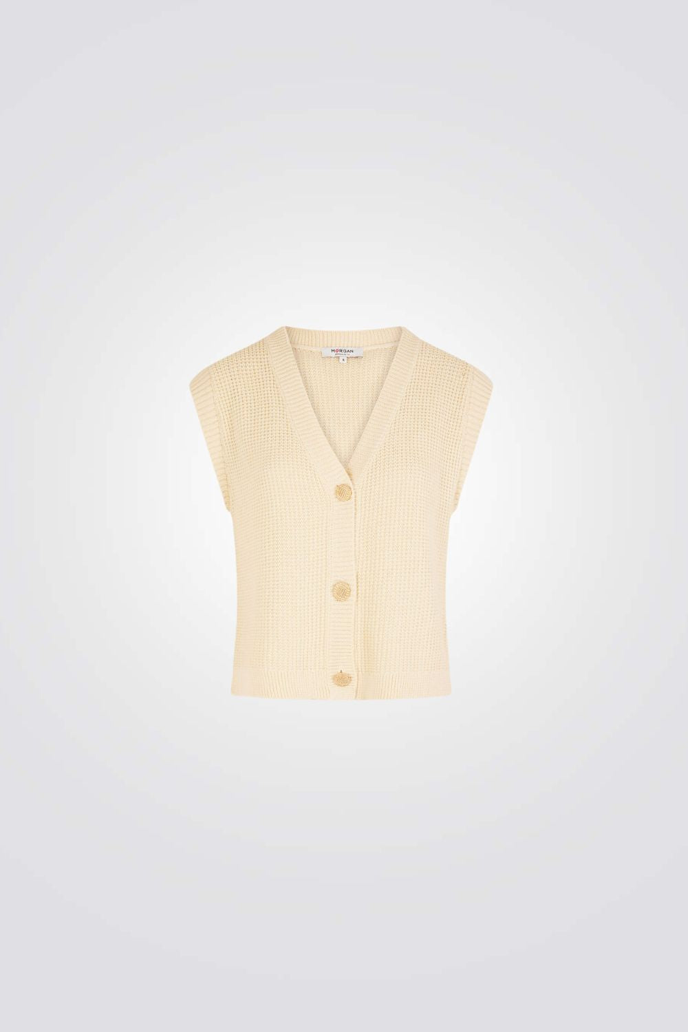 קרדיגן ללא שרוולים בצבע שמנת