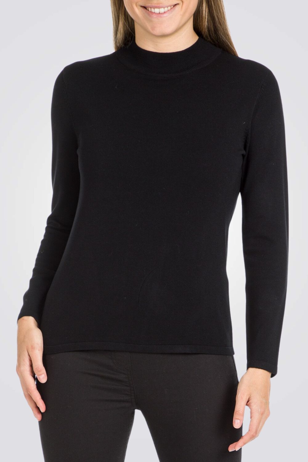 סריג בייסיק צווארון גבוה שחור