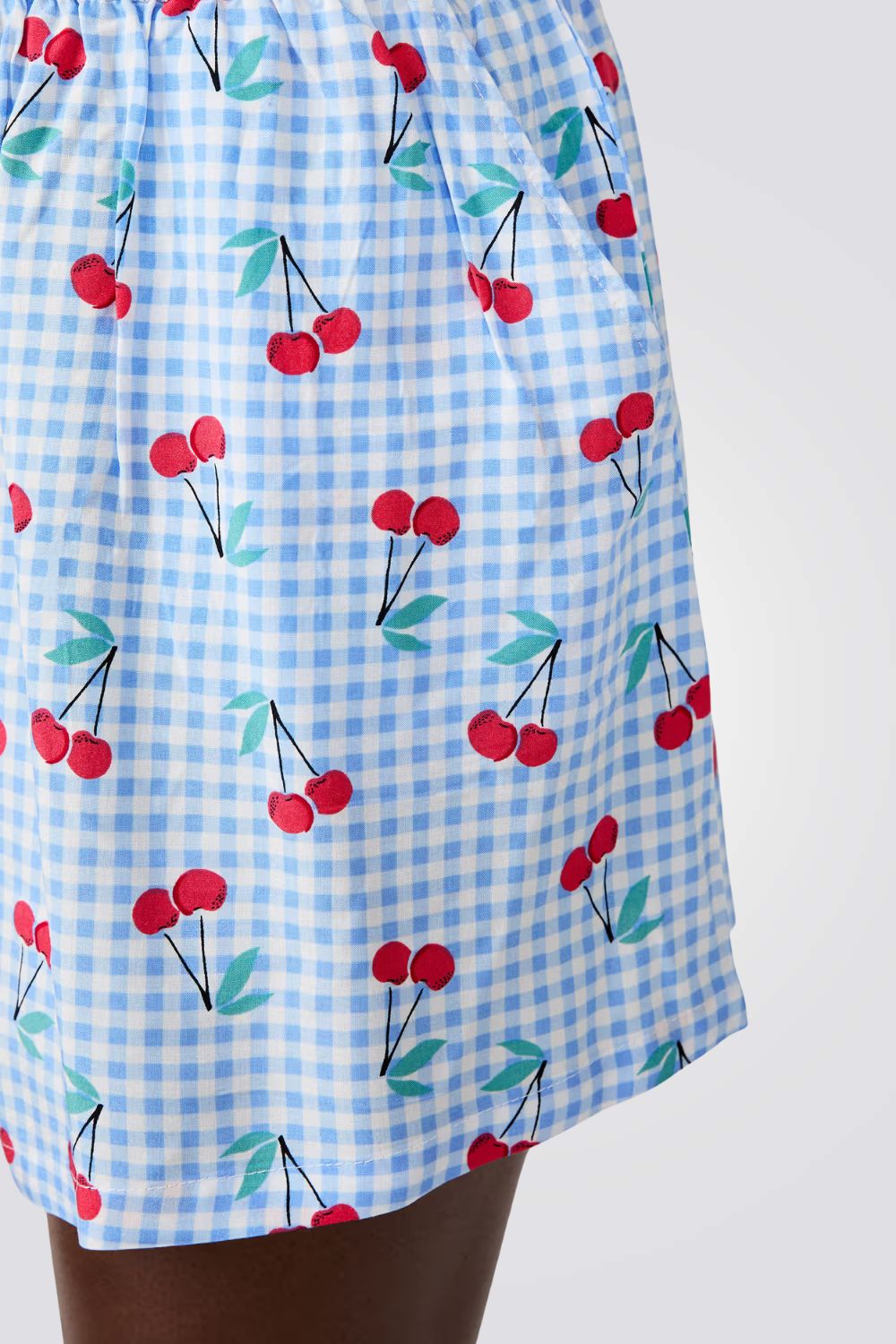 מכנסי פיג'מה קצרים בהדפס משבצות עם דובדבנים | איתם