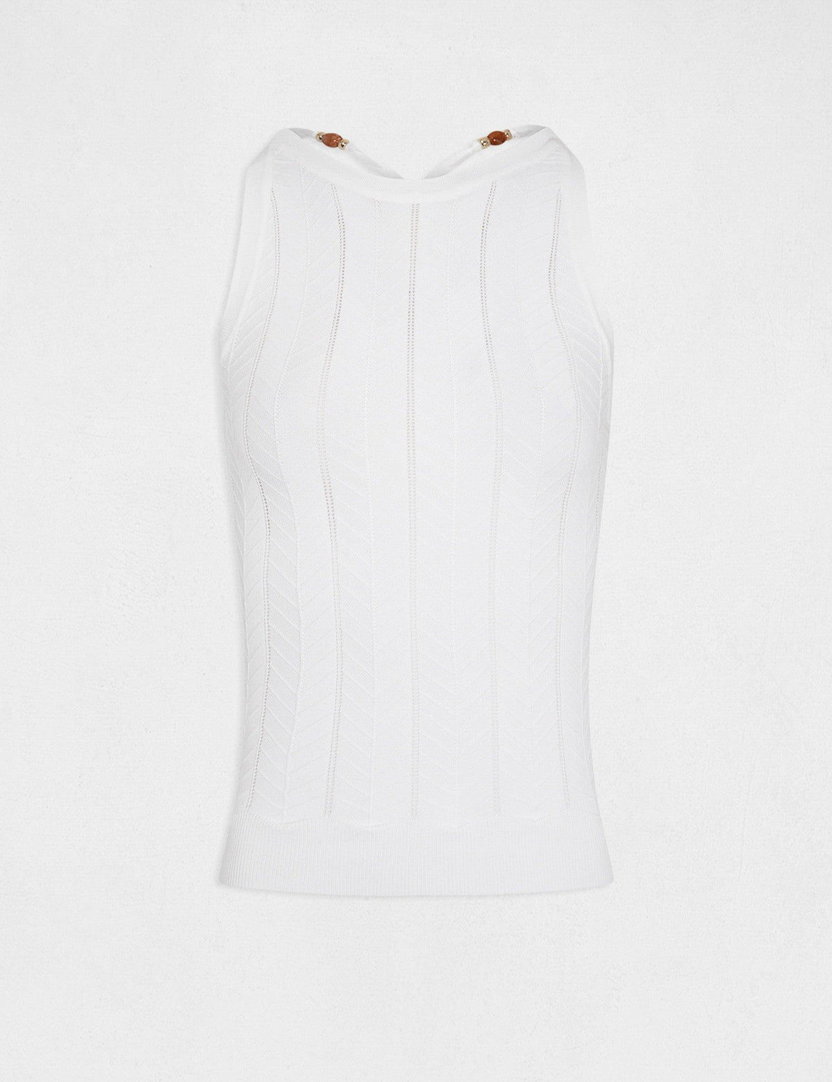 גופיית סריג עם רצועות מוצלבות בצבע לבן - MASHBIR//365