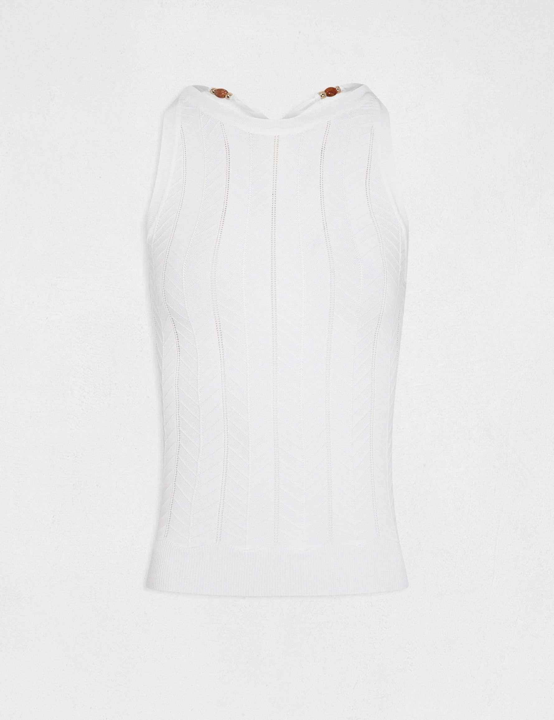 גופיית סריג עם רצועות מוצלבות בצבע לבן - MASHBIR//365