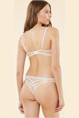 חזיית טול מעוטרת רקמה ללא ריפוד FLIRT לבנה - MASHBIR//365