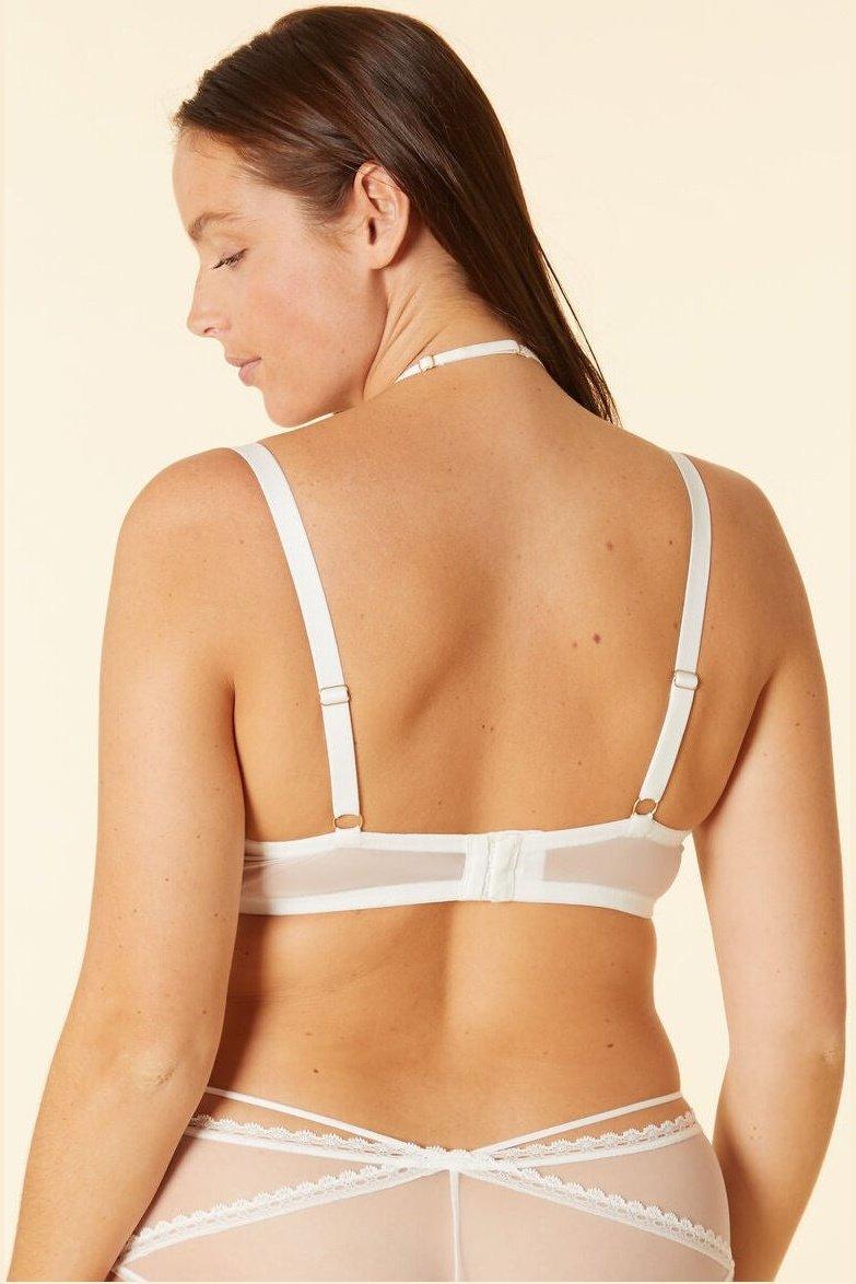 חזיית טול מעוטרת רקמה ללא ריפוד FLIRT לבנה - MASHBIR//365