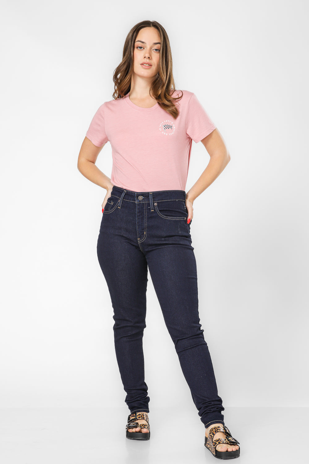 מכנסי ג'ינס סקיני גזרה גבוהה