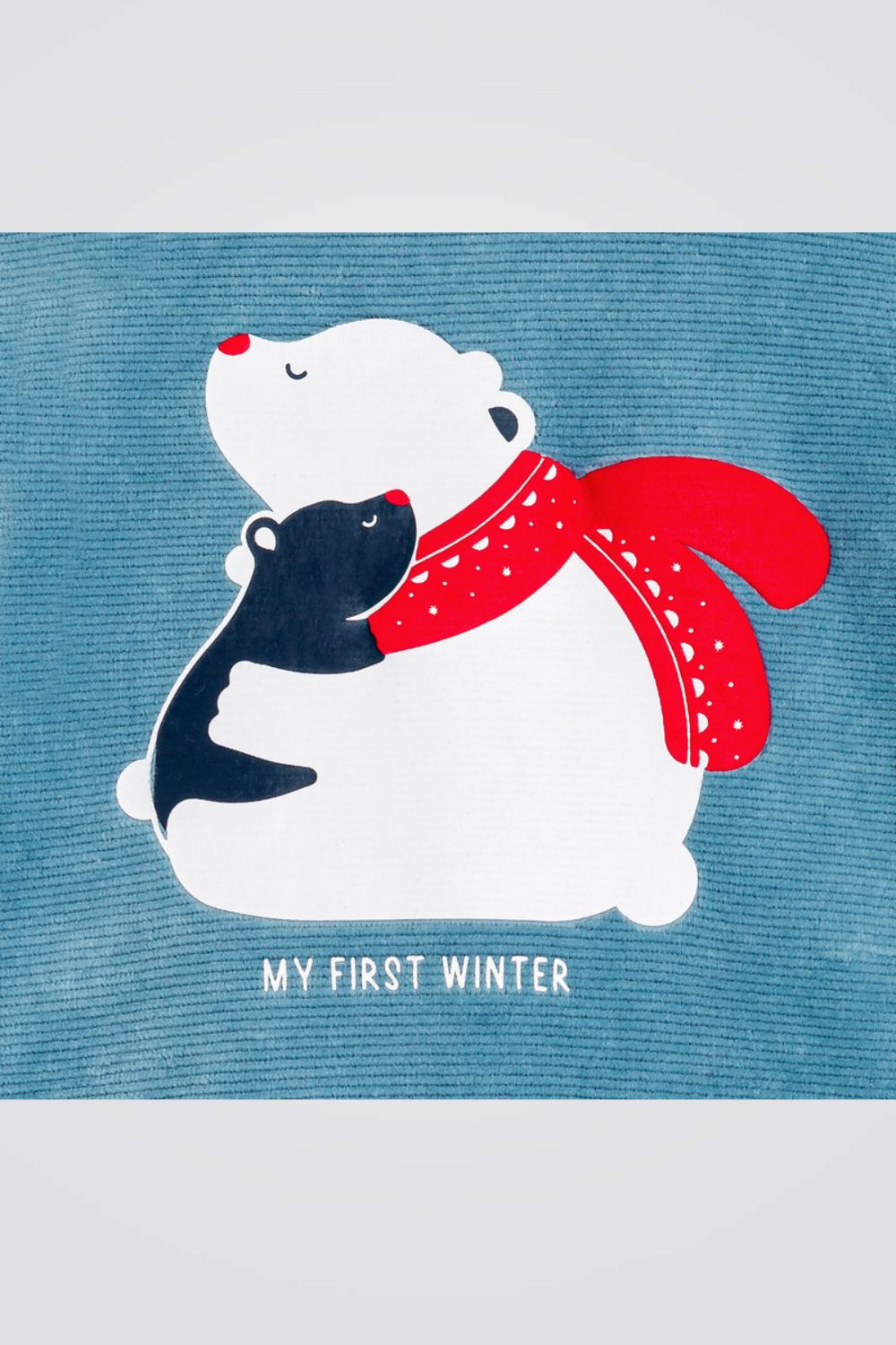 אוברול פי'ג'מה לתינוקות בצבע כחול עם דובי