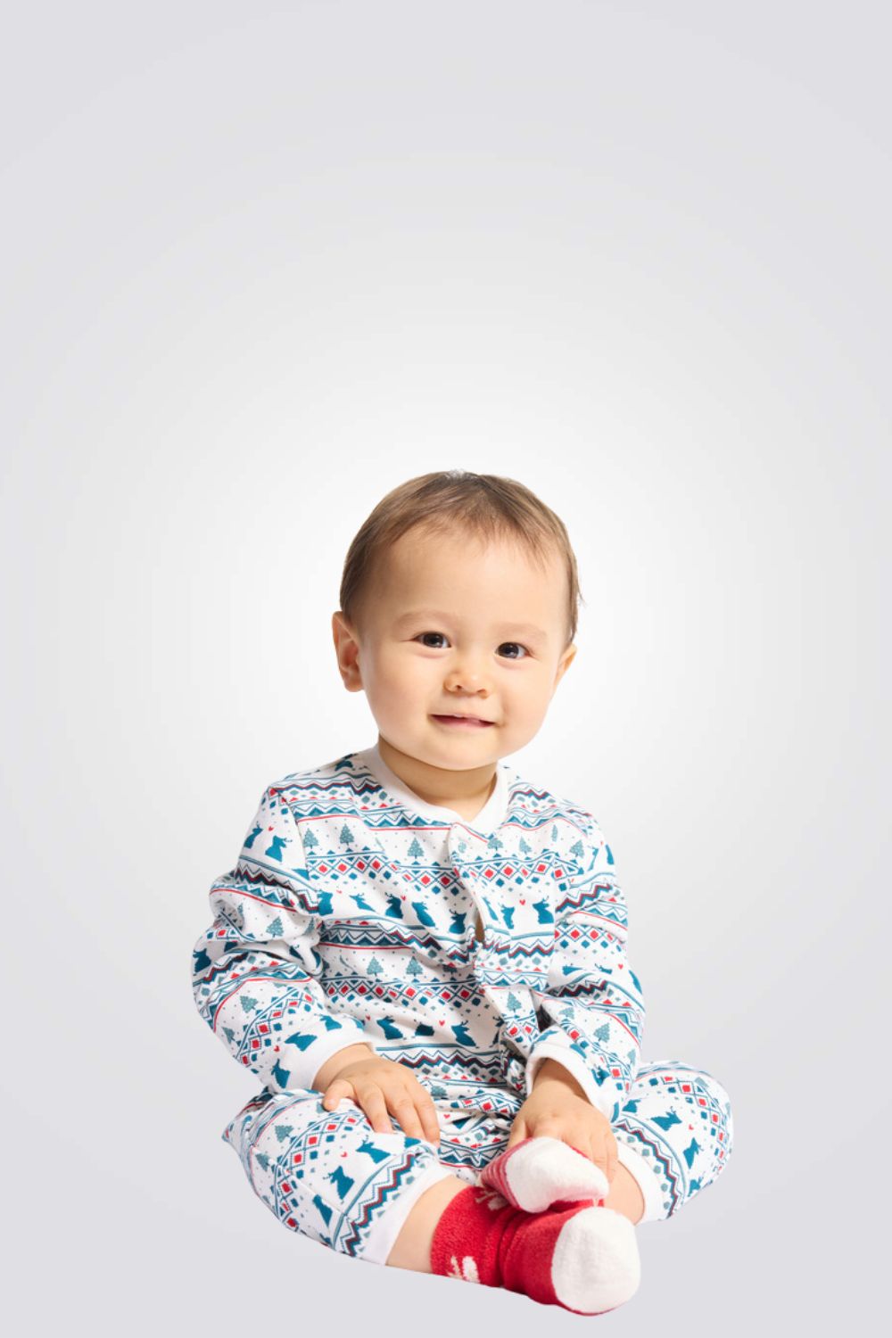 אוברול פיג'מה לתינוקות עם הדפס צבעוני