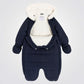 מעיל אוברול לתינוקות בצבע נייבי עם דובי מקדימה - 2