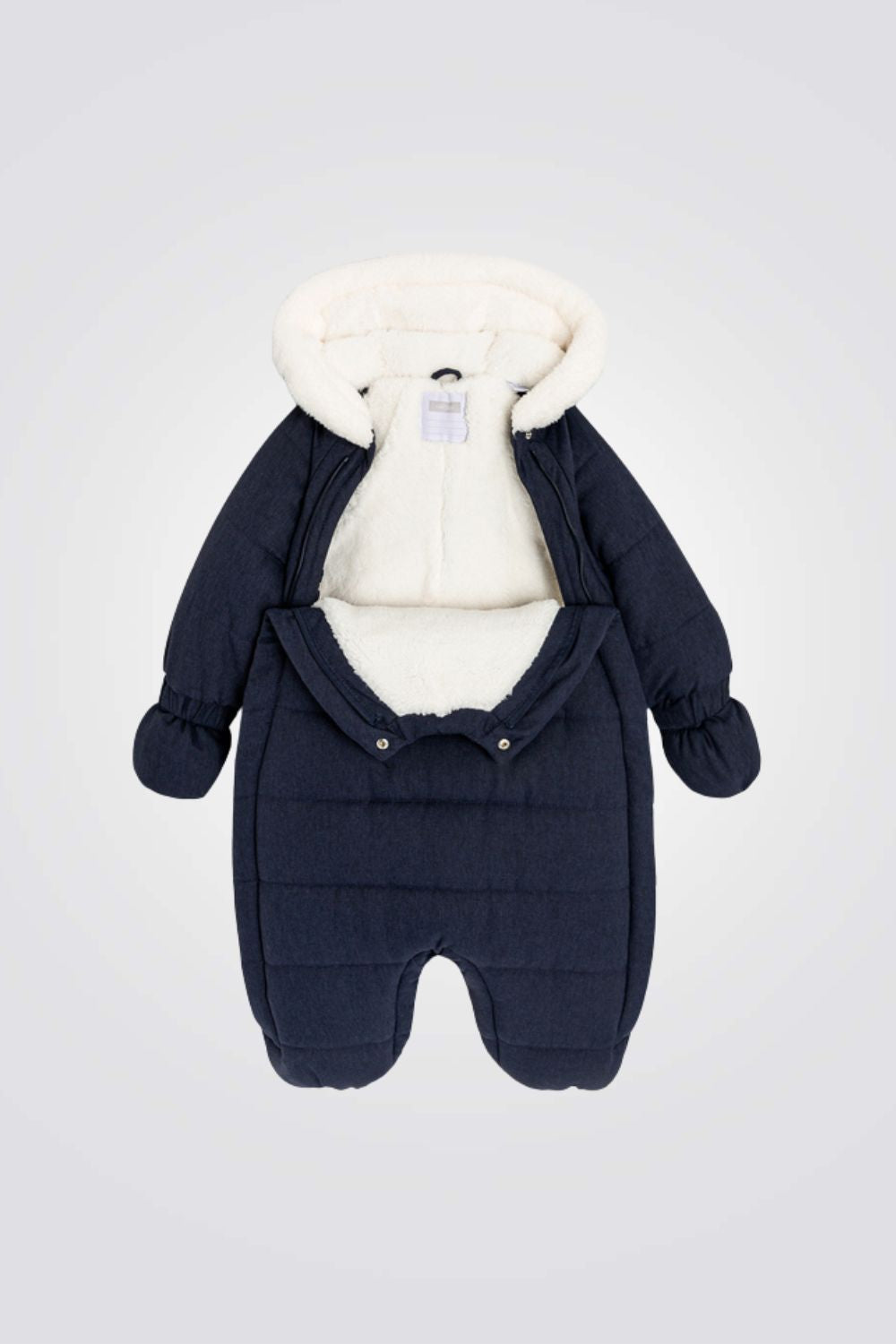 מעיל אוברול לתינוקות בצבע נייבי עם דובי מקדימה