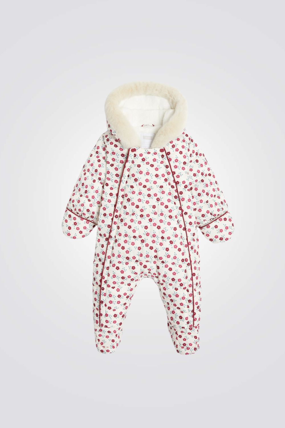 מעיל אוברול דובון עם הדפס פרחוני