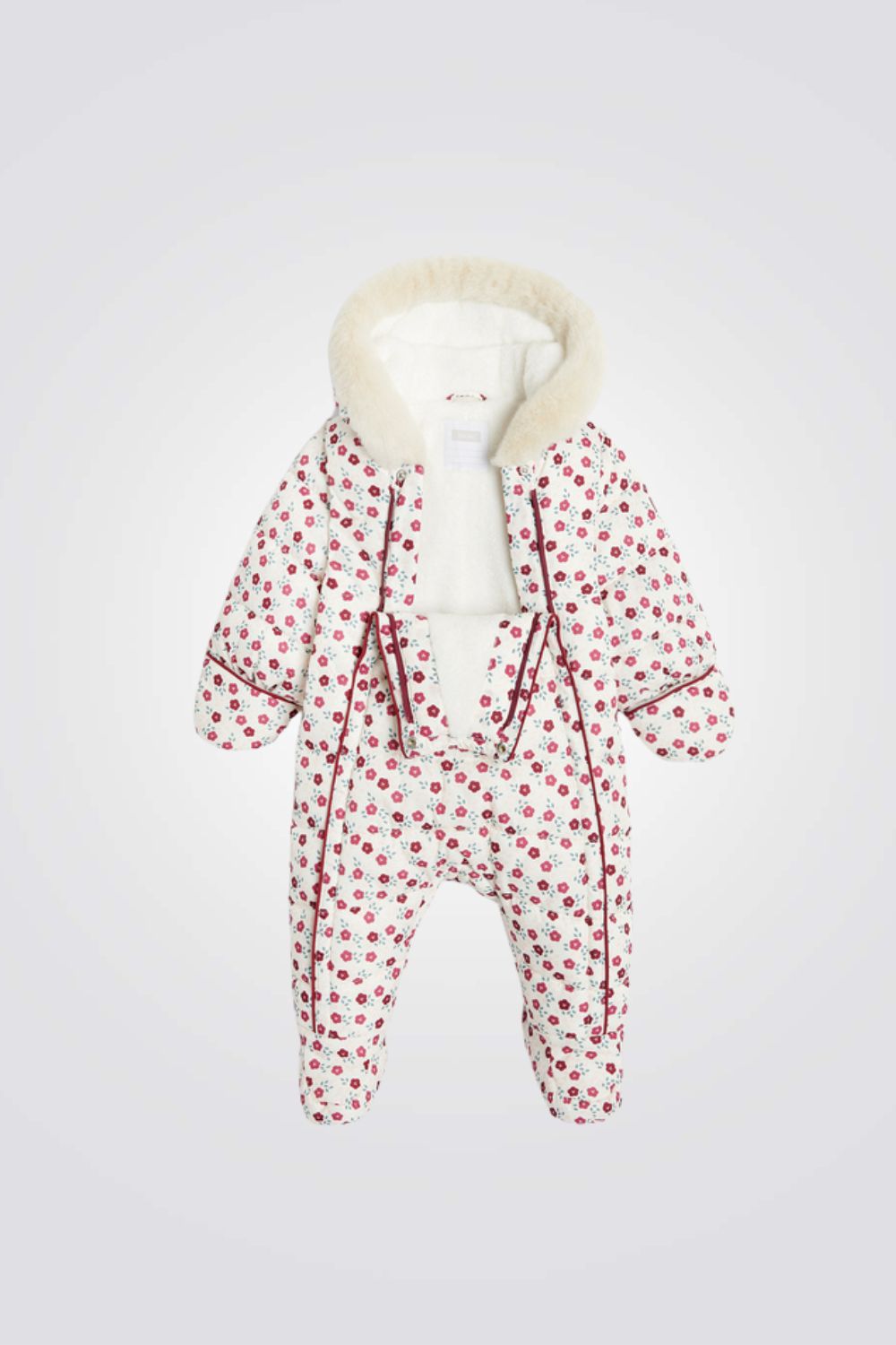 מעיל אוברול דובון עם הדפס פרחוני