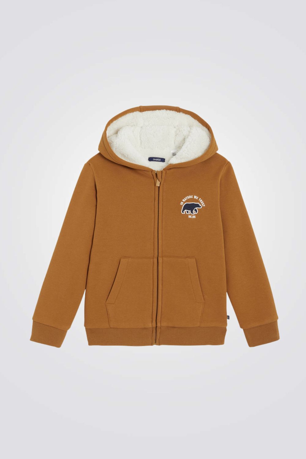 סווטשירט בטנת פליז בצבע כאמל לילדים