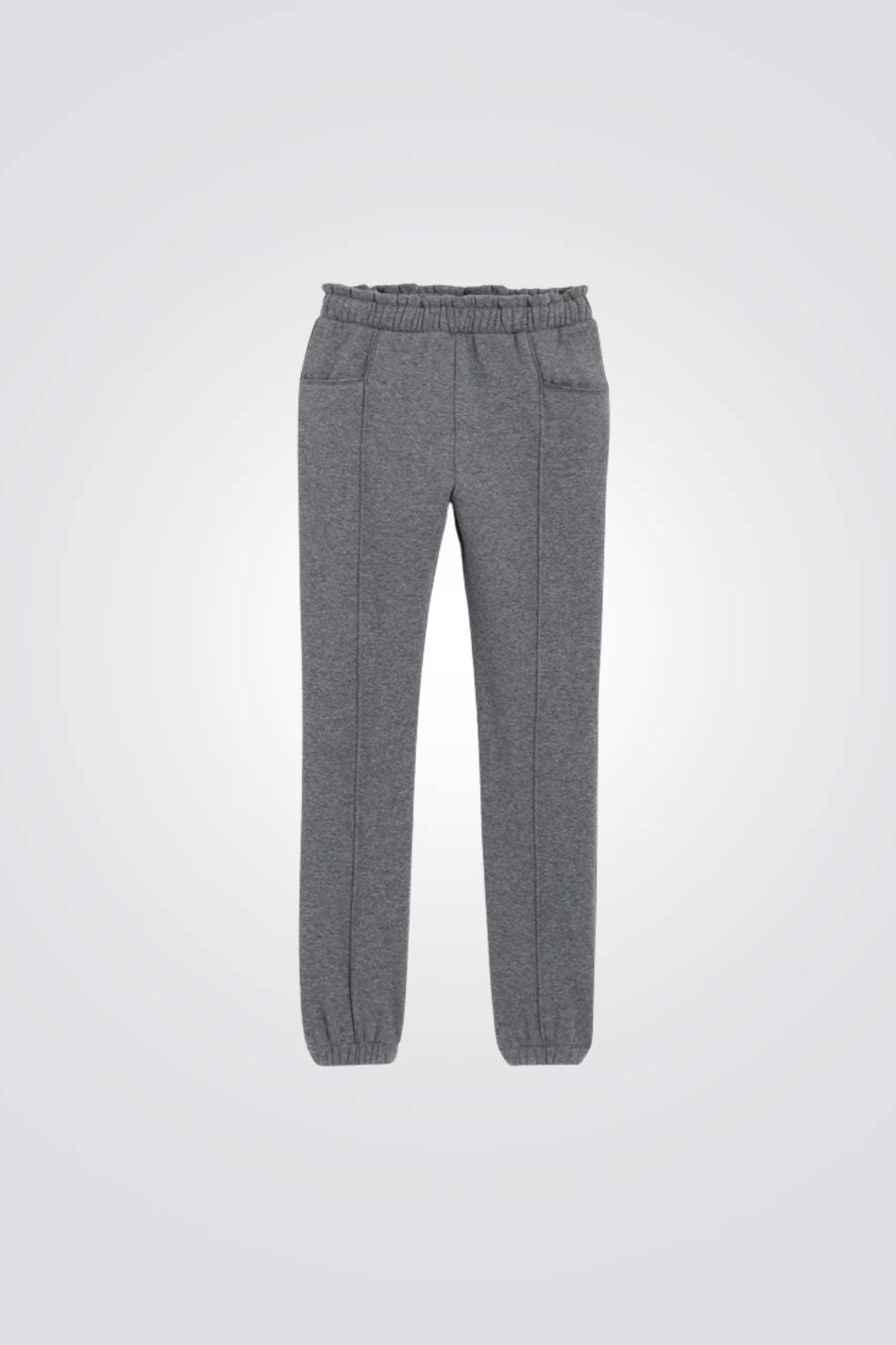 מכנסי טרנינג לילדות בצבע אפור