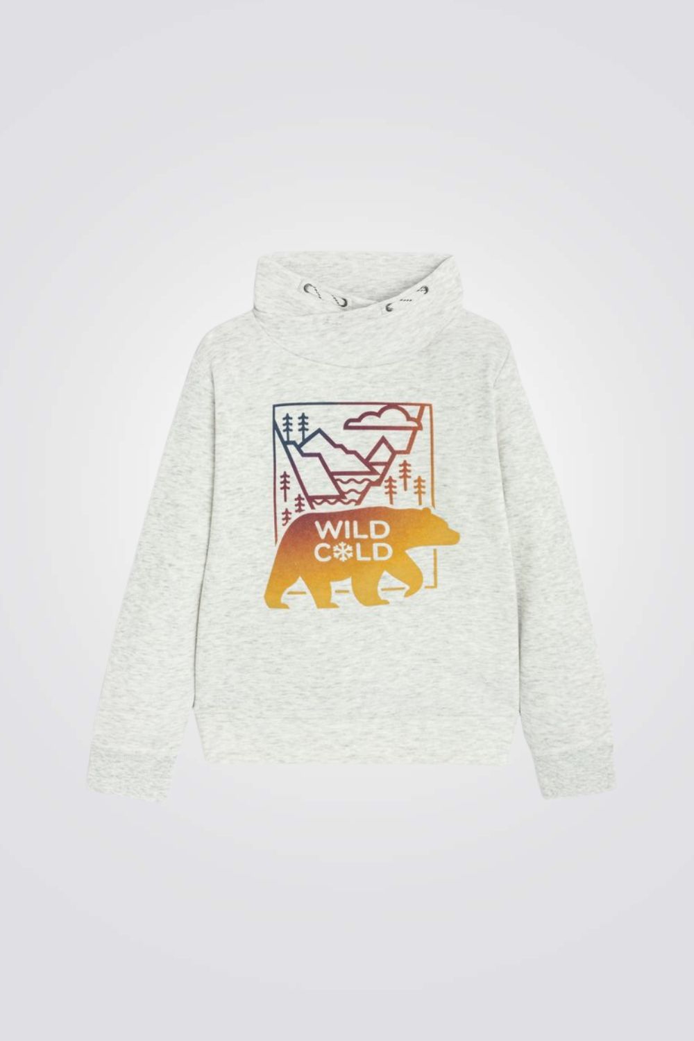 סווטישירט צווארון מעטפת לילדים בצבע אפור בהיר