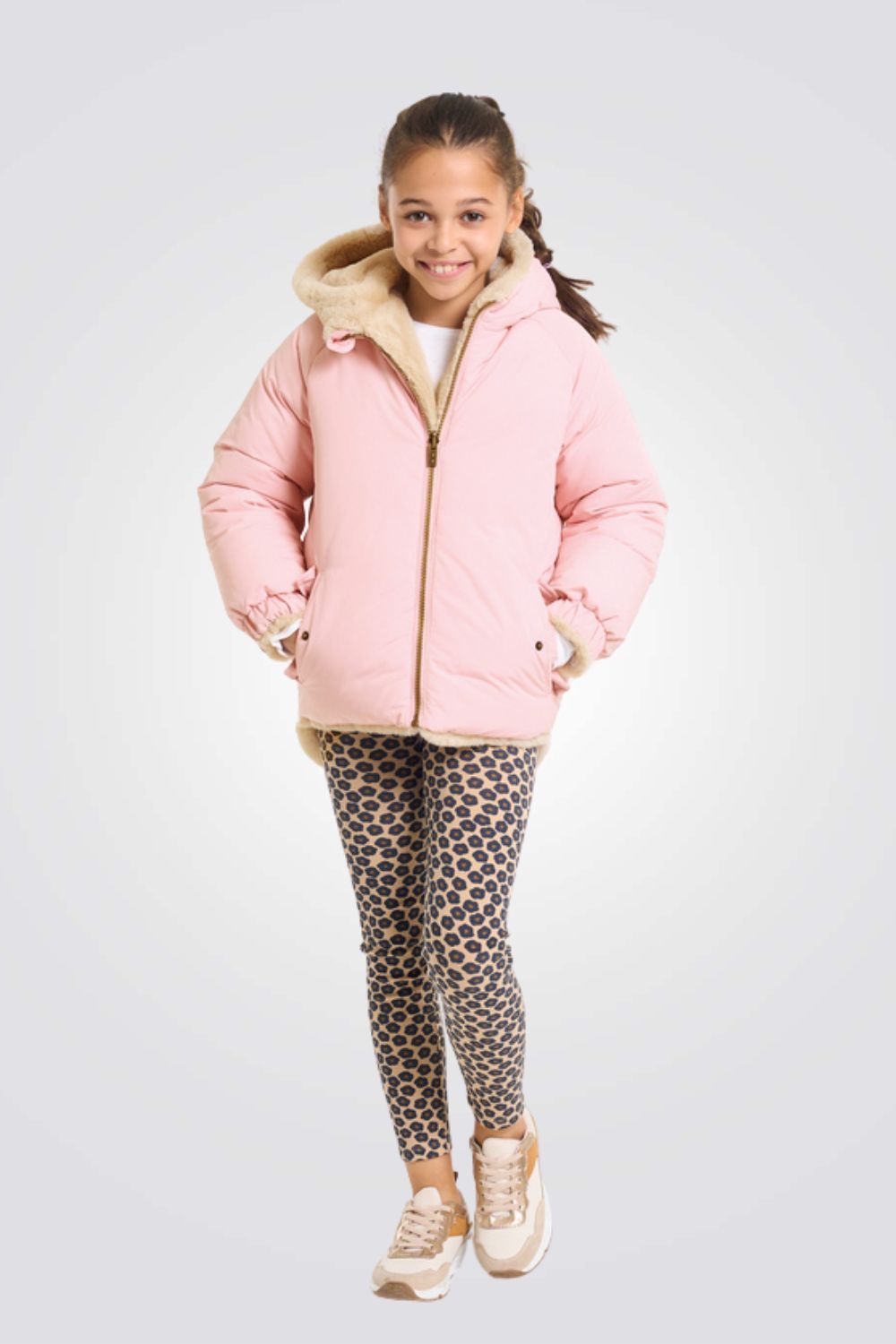 מעיל פרווה לילדות בצבע ורוד