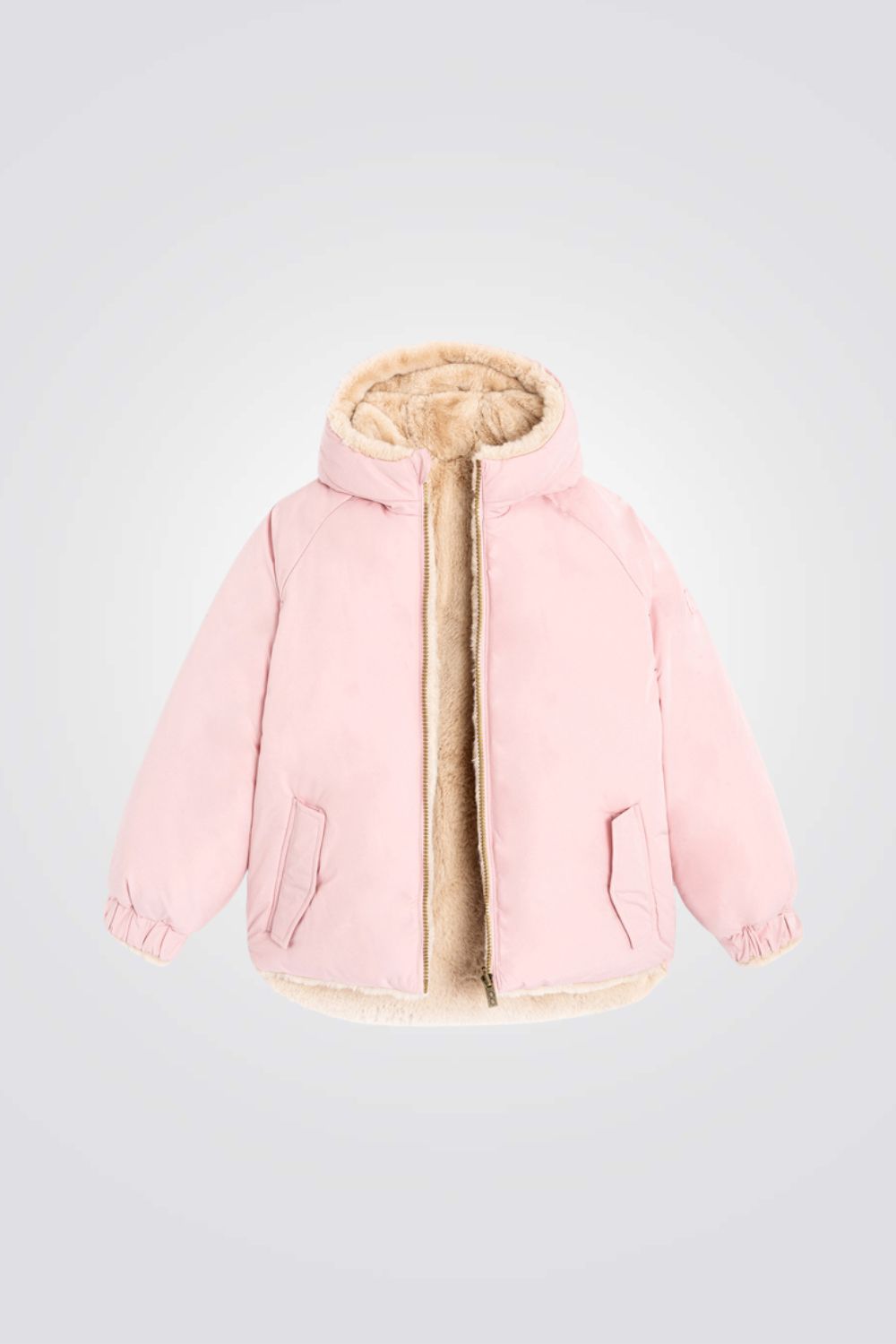 מעיל פרווה לילדות בצבע ורוד